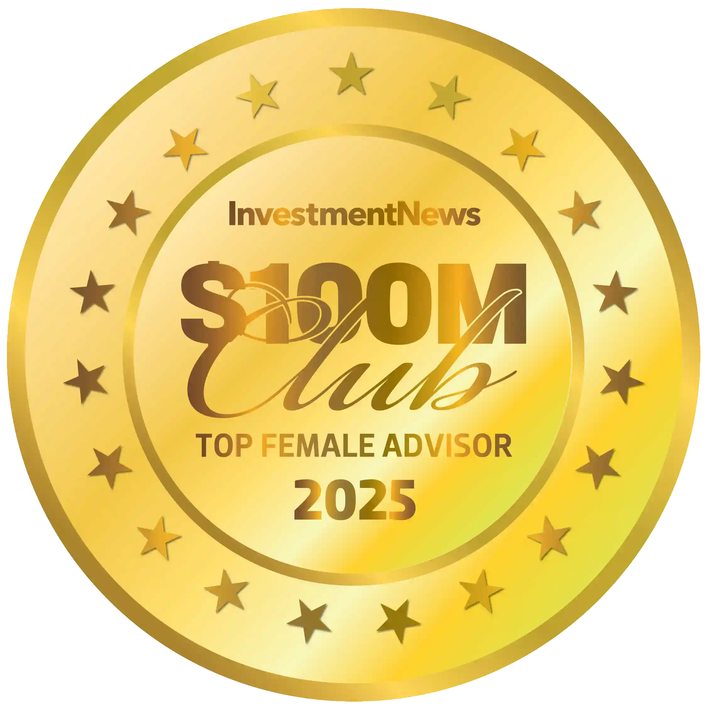 InvestmentNews $100M Club: Top Female Advisors 2025 medal